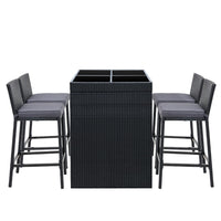 Thumbnail for Gardeon Outdoor Bar Set Table Chairs Stools Rattan Patio Furniture 4 Seaters