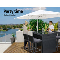 Thumbnail for Gardeon Outdoor Bar Set Table Chairs Stools Rattan Patio Furniture 4 Seaters