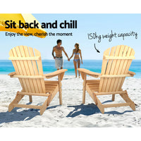 Thumbnail for Gardeon Outdoor Chairs Furniture Beach Chair Lounge Wooden Adirondack Garden Patio