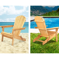 Thumbnail for Gardeon Outdoor Chairs Furniture Beach Chair Lounge Wooden Adirondack Garden Patio