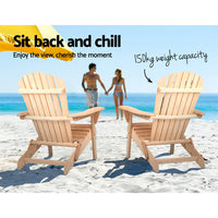 Thumbnail for Gardeon Set of 2 Patio Furniture Outdoor Chairs Beach Chair Wooden Adirondack Garden Lounge