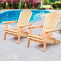 Thumbnail for Gardeon Set of 2 Patio Furniture Outdoor Chairs Beach Chair Wooden Adirondack Garden Lounge