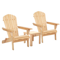 Thumbnail for Gardeon 3 Piece Wooden Outdoor Beach Chair and Table Set