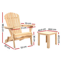 Thumbnail for Gardeon 3 Piece Wooden Outdoor Beach Chair and Table Set