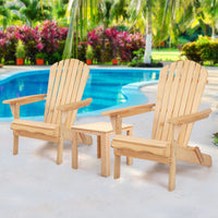 Thumbnail for Gardeon 3 Piece Wooden Outdoor Beach Chair and Table Set