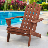 Thumbnail for Gardeon Outdoor Sun Lounge Beach Chairs Table Setting Wooden Adirondack Patio Brown Chair