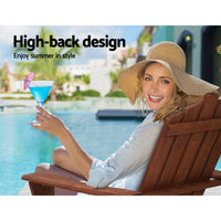 Thumbnail for Gardeon Outdoor Sun Lounge Beach Chairs Table Setting Wooden Adirondack Patio Brown Chair