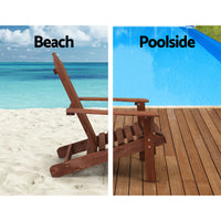 Thumbnail for Gardeon Outdoor Sun Lounge Beach Chairs Table Setting Wooden Adirondack Patio Brown Chair