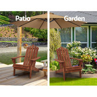 Thumbnail for Gardeon Outdoor Sun Lounge Beach Chairs Table Setting Wooden Adirondack Patio Brown Chair