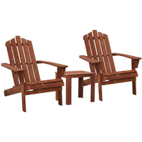 Thumbnail for Gardeon Outdoor Sun Lounge Beach Chairs Table Setting Wooden Adirondack Patio Chair Brown