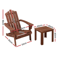 Thumbnail for Gardeon Outdoor Sun Lounge Beach Chairs Table Setting Wooden Adirondack Patio Chair Brown