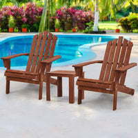 Thumbnail for Gardeon Outdoor Sun Lounge Beach Chairs Table Setting Wooden Adirondack Patio Chair Brown