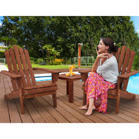 Thumbnail for Gardeon Outdoor Sun Lounge Beach Chairs Table Setting Wooden Adirondack Patio Chair Brown