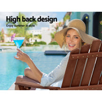 Thumbnail for Gardeon Outdoor Sun Lounge Beach Chairs Table Setting Wooden Adirondack Patio Chair Brown