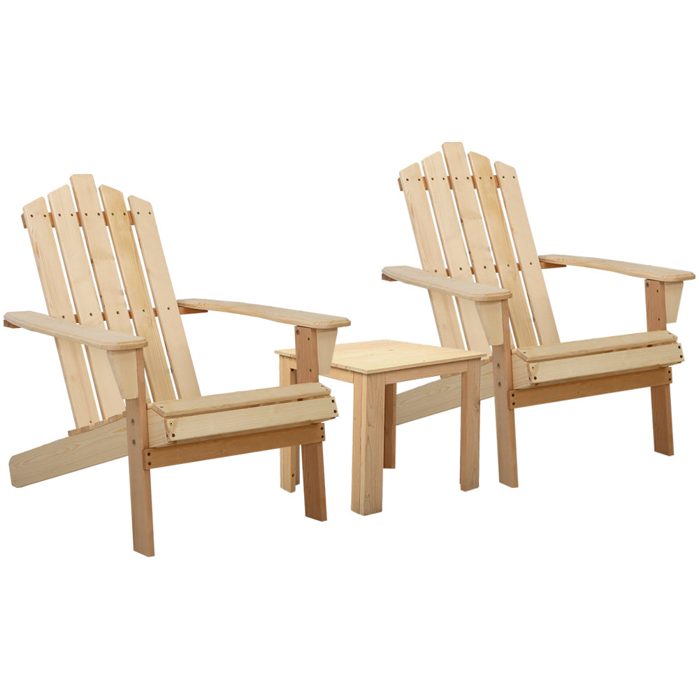 Gardeon Outdoor Sun Lounge Beach Chairs Table Setting Wooden Adirondack Patio Natural Wood Chair