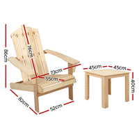 Thumbnail for Gardeon Outdoor Sun Lounge Beach Chairs Table Setting Wooden Adirondack Patio Natural Wood Chair