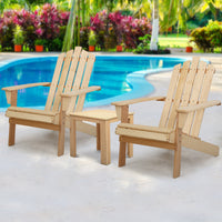 Thumbnail for Gardeon Outdoor Sun Lounge Beach Chairs Table Setting Wooden Adirondack Patio Natural Wood Chair