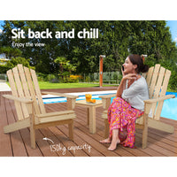 Thumbnail for Gardeon Outdoor Sun Lounge Beach Chairs Table Setting Wooden Adirondack Patio Natural Wood Chair