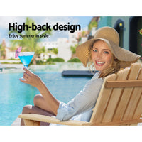 Thumbnail for Gardeon Outdoor Sun Lounge Beach Chairs Table Setting Wooden Adirondack Patio Natural Wood Chair