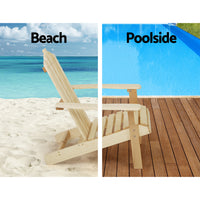 Thumbnail for Gardeon Outdoor Sun Lounge Beach Chairs Table Setting Wooden Adirondack Patio Natural Wood Chair