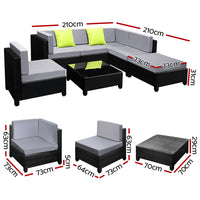 Thumbnail for Gardeon 7PC Sofa Set Outdoor Furniture Lounge Setting Wicker Couches Garden Patio Pool