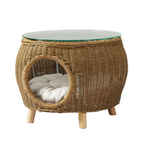 Thumbnail for Gardeon Side Table Coffee Pet Bed Wicker Indoor Outdoor Furniture Patio Desk