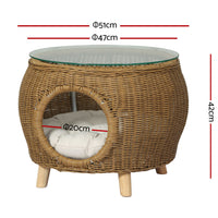 Thumbnail for Gardeon Side Table Coffee Pet Bed Wicker Indoor Outdoor Furniture Patio Desk