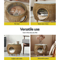 Thumbnail for Gardeon Side Table Coffee Pet Bed Wicker Indoor Outdoor Furniture Patio Desk