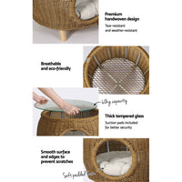 Thumbnail for Gardeon Side Table Coffee Pet Bed Wicker Indoor Outdoor Furniture Patio Desk