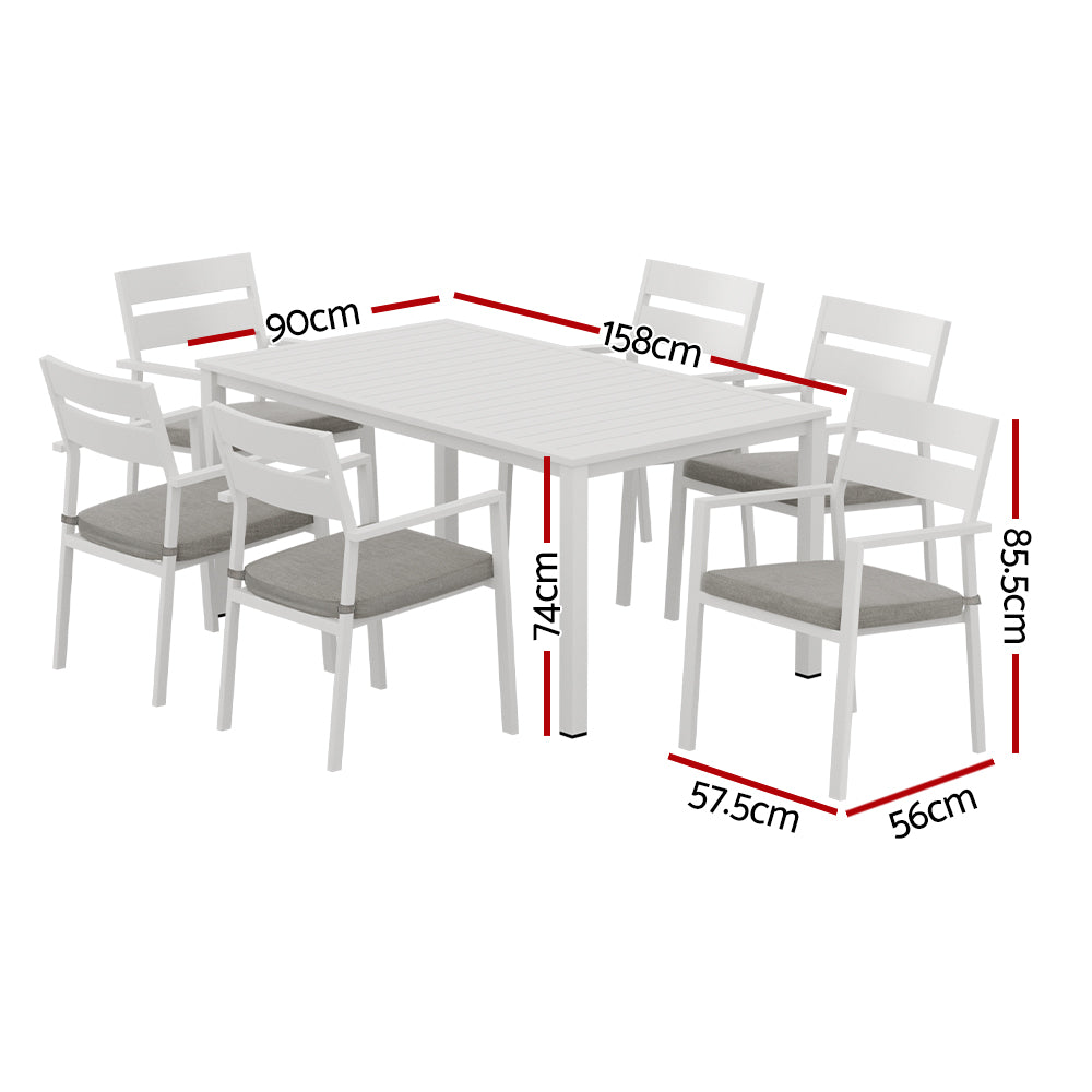 Gardeon 7 Piece Outdoor Dining Set Aluminum Table Chairs 6-seater Lounge Setting