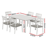 Thumbnail for Gardeon 7 Piece Outdoor Dining Set Aluminum Table Chairs 6-seater Lounge Setting