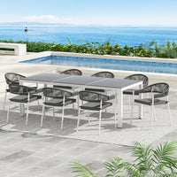 Thumbnail for Gardeon 9PCS Outdoor Dining Set Table Chairs Patio Rope Lounge Setting 8-seater