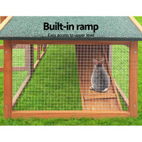 Thumbnail for i.Pet Rabbit Hutch Chicken Coop Wooden Pet Hutch 169cm x 52cm x 72cm