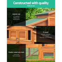 Thumbnail for i.Pet Rabbit Hutch Chicken Coop Wooden Pet Hutch 169cm x 52cm x 72cm