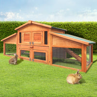 Thumbnail for i.Pet Rabbit Hutch Chicken Coop Wooden Pet Hutch 169cm x 52cm x 72cm