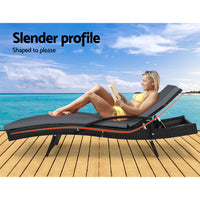 Thumbnail for Gardeon Set of 2 Outdoor Sun Lounge Chair with Cushion - Black