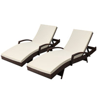 Thumbnail for Gardeon Set of 2 Sun Lounge Outdoor Furniture Day Bed Rattan Wicker Lounger Patio