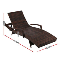 Thumbnail for Gardeon Set of 2 Sun Lounge Outdoor Furniture Day Bed Rattan Wicker Lounger Patio