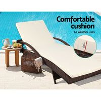 Thumbnail for Gardeon Set of 2 Sun Lounge Outdoor Furniture Day Bed Rattan Wicker Lounger Patio