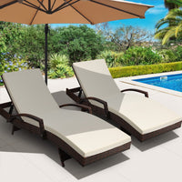 Thumbnail for Gardeon Set of 2 Sun Lounge Outdoor Furniture Day Bed Rattan Wicker Lounger Patio