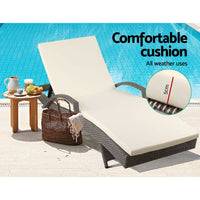 Thumbnail for Gardeon Set of 2 Outdoor Sun Lounge Chair with Cushion- Grey