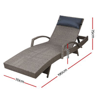 Thumbnail for Gardeon Outdoor Sun Lounge Furniture Day Bed Wicker Pillow Sofa Set