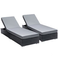 Thumbnail for Gardeon Sun Lounge Wicker Lounger Outdoor Furniture Rattan Garden Day Bed Sofa Black