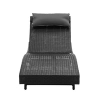 Thumbnail for Gardeon Outdoor Wicker Sun Lounge - Black