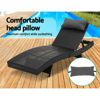 Thumbnail for Gardeon Outdoor Wicker Sun Lounge - Black