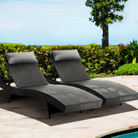 Thumbnail for Gardeon Outdoor Sun Lounge Setting Wicker Lounger Day Bed Rattan Patio Furniture Black