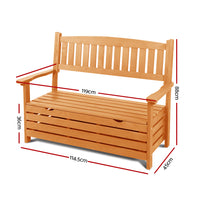 Thumbnail for Gardeon Outdoor Storage Bench Box Wooden Garden Chair 2 Seat Timber Furniture