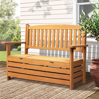 Thumbnail for Gardeon Outdoor Storage Bench Box Wooden Garden Chair 2 Seat Timber Furniture