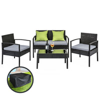 Thumbnail for Gardeon Outdoor Furniture Lounge Setting Garden Patio Wicker Cover Table Chairs