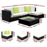 Thumbnail for Gardeon 5PC Sofa Set with Storage Cover Outdoor Furniture Wicker